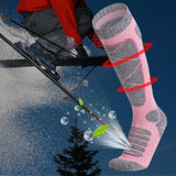 Maxbell Womens Ski Socks Non Slip Cuff Knee High Socks for Camping Skiing Skating Pink