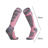 Maxbell Womens Ski Socks Non Slip Cuff Knee High Socks for Camping Skiing Skating Pink