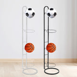 Maxbell Vertical Ball Storage Indoor Home Living Room Metal Basketball Storage Shelf White