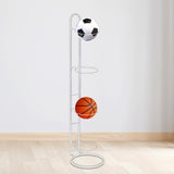 Maxbell Vertical Ball Storage Indoor Home Living Room Metal Basketball Storage Shelf White