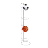 Maxbell Vertical Ball Storage Indoor Home Living Room Metal Basketball Storage Shelf White