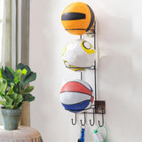 Maxbell Basketball Ball Storage Rack Sturdy Basketball Football Stand for Basketball Black