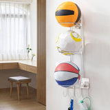 Maxbell Basketball Ball Storage Rack Sturdy Basketball Football Stand for Basketball White