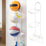 Maxbell Basketball Ball Storage Rack Sturdy Basketball Football Stand for Basketball White