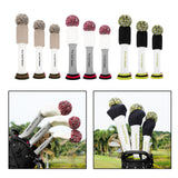 Maxbell 3Pcs Golf Wood Headcovers Anti Slip Adults Knitting Pom Pom Golf Accessories Khaki