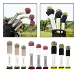 Maxbell 3Pcs Golf Wood Headcovers Anti Slip Adults Knitting Pom Pom Golf Accessories Khaki