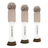 Maxbell 3Pcs Golf Wood Headcovers Anti Slip Adults Knitting Pom Pom Golf Accessories Khaki