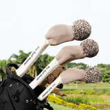 Maxbell 3Pcs Golf Wood Headcovers Anti Slip Adults Knitting Pom Pom Golf Accessories Khaki