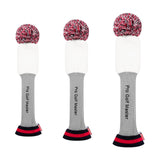 Maxbell 3Pcs Golf Wood Headcovers Anti Slip Adults Knitting Pom Pom Golf Accessories White Red