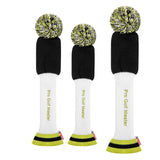 Maxbell 3Pcs Golf Wood Headcovers Anti Slip Adults Knitting Pom Pom Golf Accessories Black