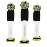 Maxbell 3Pcs Golf Wood Headcovers Anti Slip Adults Knitting Pom Pom Golf Accessories Black