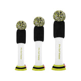 Maxbell 3Pcs Golf Wood Headcovers Anti Slip Adults Knitting Pom Pom Golf Accessories Black