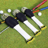 Maxbell 3Pcs Golf Wood Headcovers Anti Slip Adults Knitting Pom Pom Golf Accessories Black