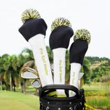 Maxbell 3Pcs Golf Wood Headcovers Anti Slip Adults Knitting Pom Pom Golf Accessories Black