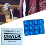 Maxbell 12x Pool Cue Chalk Durable Equipment Billiard Chalks for Sports Clubs Travel Blue