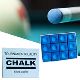 Maxbell 12x Pool Cue Chalk Durable Equipment Billiard Chalks for Sports Clubs Travel Blue
