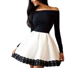 Women Lace Cotton Blend Party Cocktail Evening Party Long Sleeves Mini Dress Fashion Accessory L