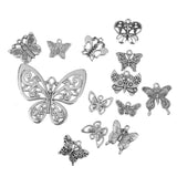 Maxbell 12pcs Exquisite Silver Butterfly Shape Charms Pendants Jewelry DIY