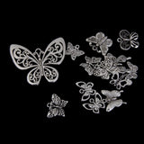 Maxbell 12pcs Exquisite Silver Butterfly Shape Charms Pendants Jewelry DIY