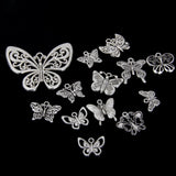 Maxbell 12pcs Exquisite Silver Butterfly Shape Charms Pendants Jewelry DIY