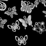 Maxbell 12pcs Exquisite Silver Butterfly Shape Charms Pendants Jewelry DIY