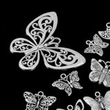 Maxbell 12pcs Exquisite Silver Butterfly Shape Charms Pendants Jewelry DIY