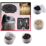 Maxbell 500Pcs 5mm Aluminum Micro Nano Rings Beads for Hair Extensions Black