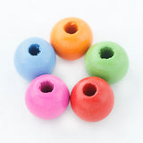 Maxbell 100Pcs Mixed Color Wooden Round Bead With Hole for DIY Craft Findings 12mm