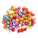 Maxbell 100Pcs Mixed Color Wooden Round Bead With Hole for DIY Craft Findings 12mm