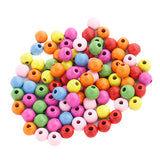 Maxbell 100Pcs Mixed Color Wooden Round Bead With Hole for DIY Craft Findings 12mm