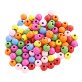 Maxbell 100Pcs Mixed Color Wooden Round Bead With Hole for DIY Craft Findings 12mm
