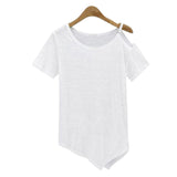 Women Fashionable Cotton Blend Loose Off Shoulder Shirt Top Blouse White S