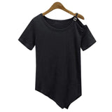 Women Fashionable Cotton Blend Loose Off Shoulder Shirt Top Blouse Black S