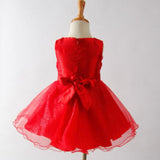 Cute Round Neck Sleeveless Flower Ball Gown Dress for Girls 90cm Red