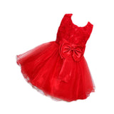 Cute Round Neck Sleeveless Flower Ball Gown Dress for Girls 100cm Red