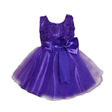 Cute Round Neck Sleeveless Flower Ball Gown Dress for Girls 140cm Purple