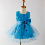 Cute Round Neck Sleeveless Flower Ball Gown Dress for Girls 90cm Blue