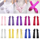 Women Ladies Fashionable Opera Evening Wedding Bridal Prom Party Long Satin Gloves 1 Pair Pink