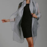 Women Girls Ladies Elegant Silky Wrap Stole Shawl Scarf Silver Grey