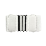 Fashion Womens Ladies Faux Leather Wide Elastic Buckle waist belt Hot White