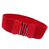 Women Ladies Fashionable Leather Canvas Wide Elastic Waist Band Belt Red