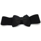 Fashion Women Bowknot Bow Wide Stretch Buckle Waistband Waist Belt Black