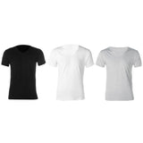 Mens Summer Casual Solid Short Sleeve V-Neck Cotton T-Shirt White XL