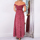 Women Strapless Bustier Split Maxi Long Evening Dress Red L