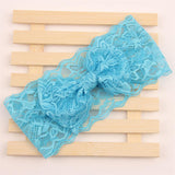 Gilrs Lace Hairband Headband Baby Knotted Bowknot Hair Tool Blue