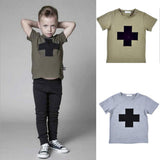 Toddler Boy Crossed Pattern Short Sleeve Summer T-Shirt Army Green 100