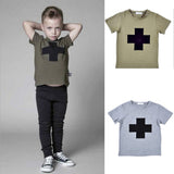 Toddler Boy Crossed Pattern Short Sleeve Summer T-Shirt Army Green 120