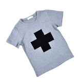 Toddler Boy Crossed Pattern Short Sleeve Summer T-Shirt Grey 90