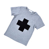 Toddler Boy Crossed Pattern Short Sleeve Summer T-Shirt Grey 100