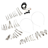 57Pcs Metal Blank DIY Hair Clips Hair Band Hair Accessory Craft Set Silver